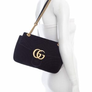 Gucci Black Velvet Marmont Handbag