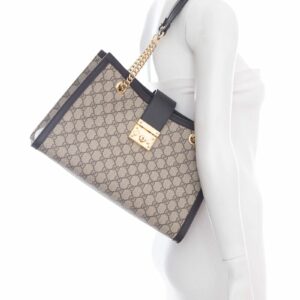 Gucci Black GG Supreme Padlock Series Tote