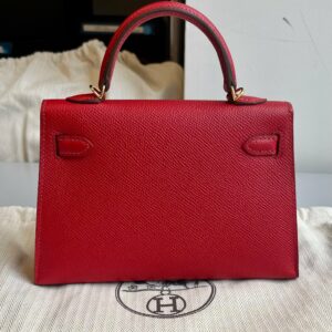Hermes Kelly 20 Sellier Rouge Piment Epsom Gold Hardware