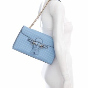 Gucci Blue Emily Chain Flap Bag Microguccissima Leather Handbag
