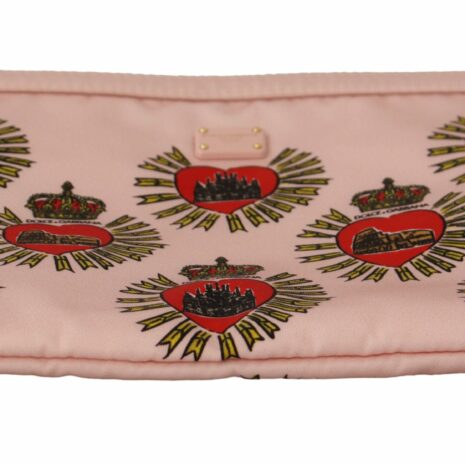 Dolce Gabbana Clutch Pink DG Logo Devotion Heart Nylon Pouch Wallet