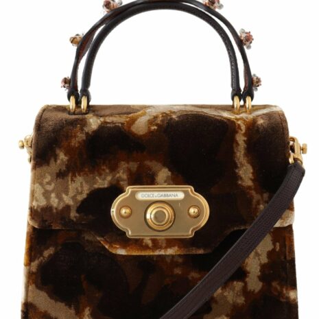 Dolce & Gabbana Devotion Small Velvet Giraffe Print Bag