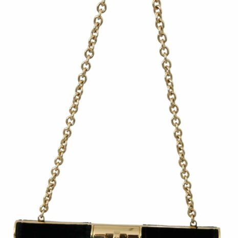Dolce & Gabbana Velvet Evening Party Crossbody with Crystal Studs and Gold Chain Strap