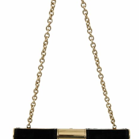 Dolce & Gabbana Velvet Evening Party Crossbody with Crystal Studs and Gold Chain Strap