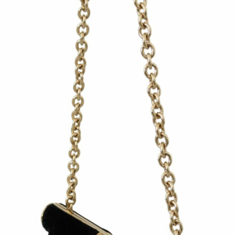 Dolce & Gabbana Velvet Evening Party Crossbody with Crystal Studs and Gold Chain Strap