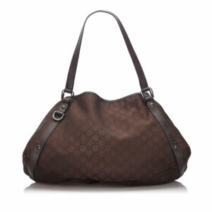 New Gucci Brown Dark Canvas Fabric GG Pelham Tote Bag Italy
