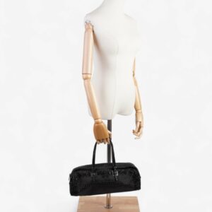 Fendi Embellished Bowler Bag Black Zucca Canvas