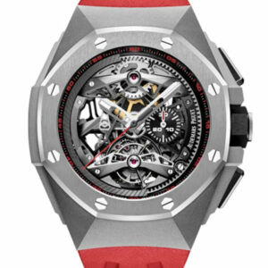 Audemars Piguet Royal Oak Concept Tourbillon Chronograph In Titanium Red Rubber Strap With Skeleton