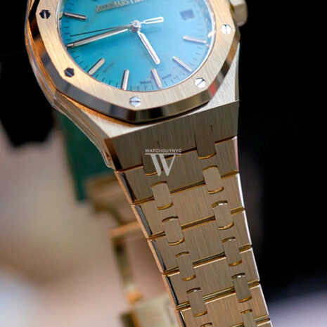Audemars Piguet Royal Oak Yellow Gold Turquoise Dial Watch 15550BA.OO.1356BA.01