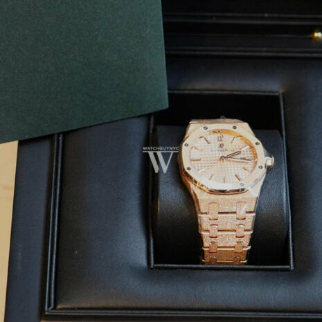 Audemars Piguet Royal Oak Frosted Pink Gold Dial Ladies Rose Gold Watch 15454OR.GG.1259OR.03