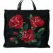 Dolce & Gabbana Rose Knitted Wool Tote Bag ONE SIZE Black