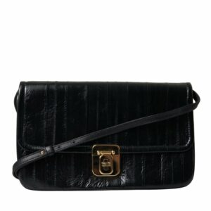 Dolce & Gabbana Eelskin Leather Shoulder Document Bag ONE SIZE Black