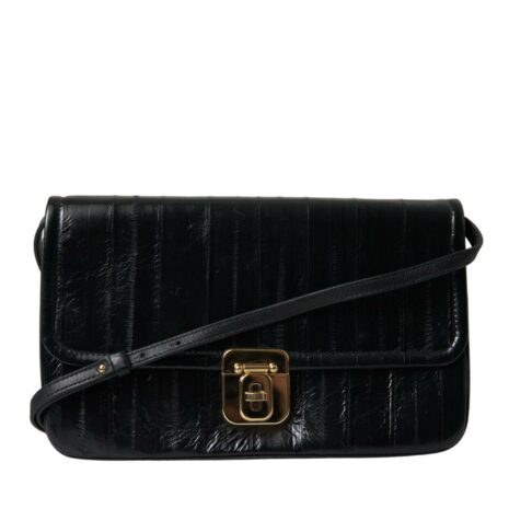 Dolce & Gabbana Eelskin Leather Shoulder Document Bag ONE SIZE Black