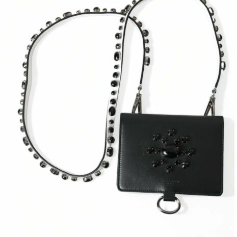 Dolce & Gabbana Sicily Small Wallet in Black with Crystal Embellishment ONE SIZE Black