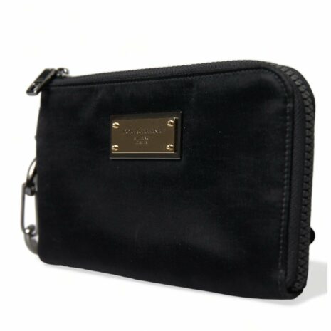 Dolce & Gabbana Black Nylon Keychain with Carabiner Clip