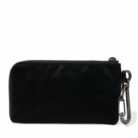 Dolce & Gabbana Black Nylon Keychain with Carabiner Clip