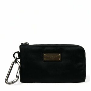 Dolce & Gabbana Black Nylon Keychain with Carabiner Clip ONE SIZE Black