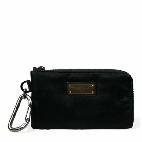 Dolce & Gabbana Black Nylon Keychain with Carabiner Clip ONE SIZE Black