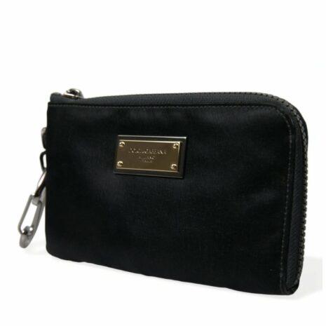 Dolce & Gabbana Black Nylon Keychain with Carabiner Clip