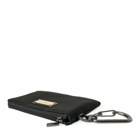 Dolce & Gabbana Black Nylon Keychain with Carabiner Clip