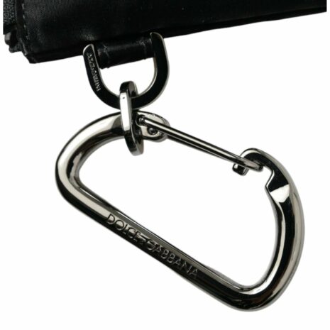 Dolce & Gabbana Black Nylon Keychain with Carabiner Clip