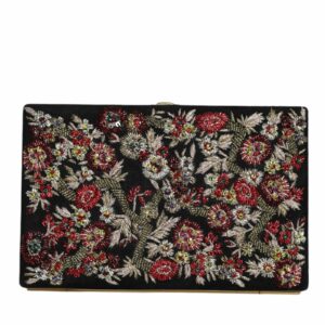 Dolce & Gabbana Floral Gold Frame Clutch Evening Purse with Card Slots and Logo Details ONE SIZE Multicolor