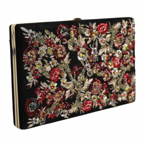Dolce & Gabbana Floral Gold Frame Clutch Evening Purse with Card Slots and Logo Details