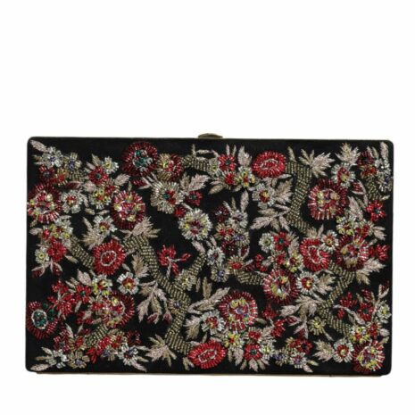 Dolce & Gabbana Floral Gold Frame Clutch Evening Purse with Card Slots and Logo Details