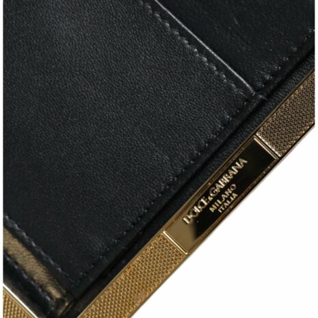Dolce & Gabbana Velvet Clutch with Gold Frame and Baroque Crystal Detailing