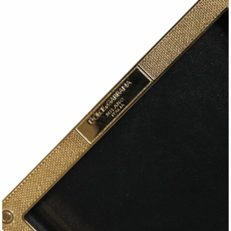 Dolce & Gabbana Leather Studded Gold Frame Clutch Evening Purse