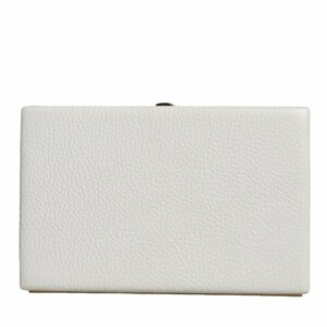 Dolce & Gabbana Leather Gold Frame Clutch Evening Party Purse Bag ONE SIZE White