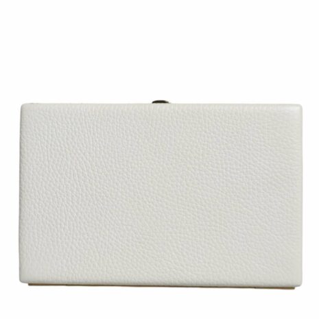 Dolce & Gabbana Leather Gold Frame Clutch Evening Party Purse Bag ONE SIZE White