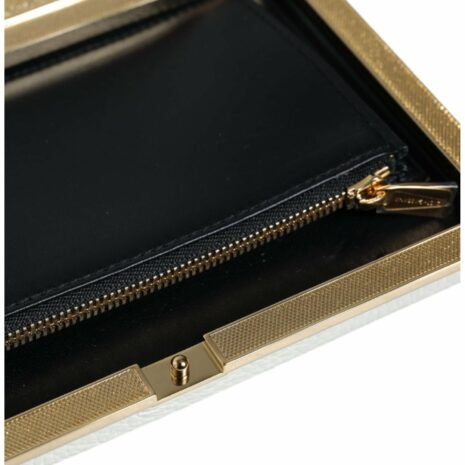 Dolce & Gabbana Leather Gold Frame Clutch Evening Party Purse Bag
