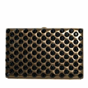 Dolce & Gabbana Crystal Bifold Clutch with Black Leather Lining ONE SIZE Gold