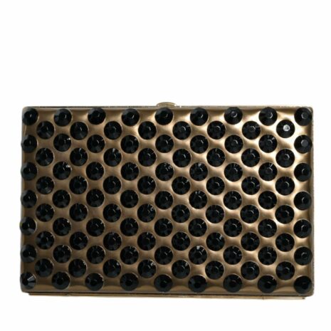 Dolce & Gabbana Crystal Bifold Clutch with Black Leather Lining ONE SIZE Gold