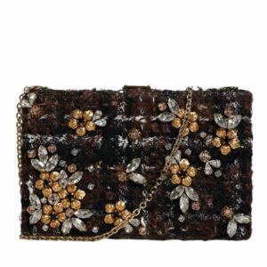 Dolce & Gabbana Tweed Floral Clutch Evening Party Crossbody Bag ONE SIZE Multicolor
