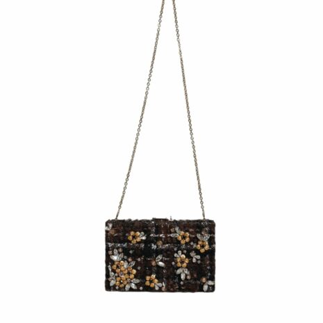 Dolce & Gabbana Tweed Floral Clutch Evening Party Crossbody Bag