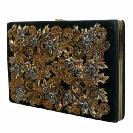 Dolce & Gabbana Floral Embroidered Velvet Clutch