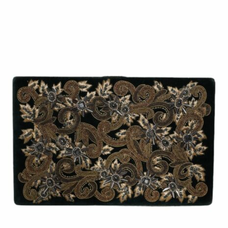 Dolce & Gabbana Floral Embroidered Velvet Clutch