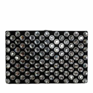 Dolce & Gabbana Crystal Embellished Velvet Clutch Black ONE SIZE Black