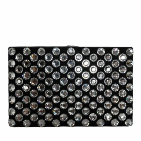 Dolce & Gabbana Crystal Embellished Velvet Clutch Black ONE SIZE Black