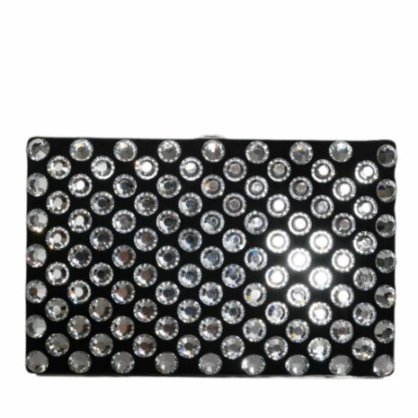 Dolce & Gabbana Crystal Embellished Velvet Clutch Black