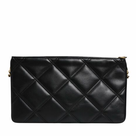 Dolce & Gabbana Leather Crystal Embellished Logo Shoulder Bag