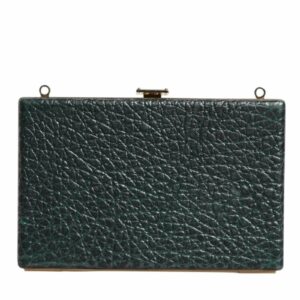 Dolce & Gabbana Rectangular Clutch Green Leather Women Black Clutch Bags ONE SIZE Black