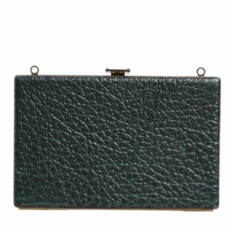 Dolce & Gabbana Rectangular Clutch Green Leather Women Black Clutch Bags ONE SIZE Black