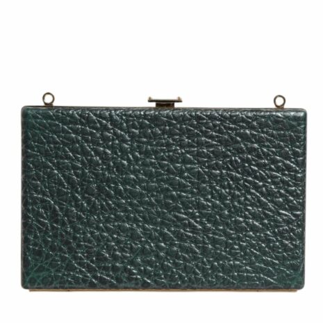 Dolce & Gabbana Rectangular Clutch Green Leather Women Black Clutch Bags
