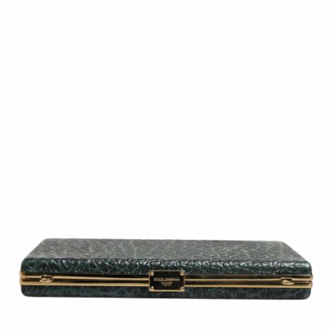 Dolce & Gabbana Rectangular Clutch Green Leather Women Black Clutch Bags
