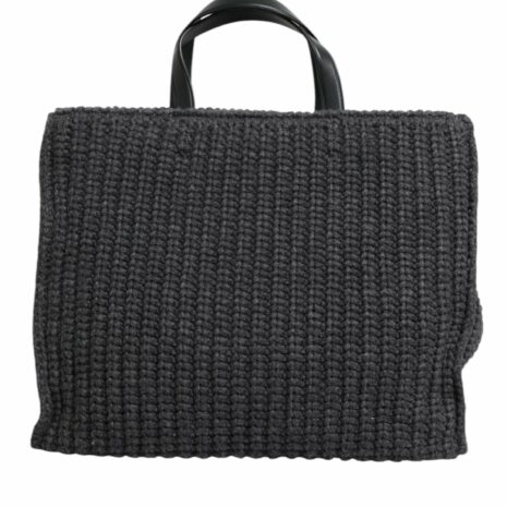 Dolce & Gabbana Knitted Tote Bag with Leather Handles Women Black Shoulder Bags