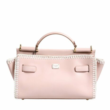 Dolce & Gabbana Sicily Crochet Trim Satchel Women Pink Crossbody Bags ONE SIZE Pink
