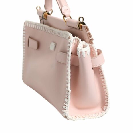 Dolce & Gabbana Sicily Crochet Trim Satchel Women Pink Crossbody Bags
